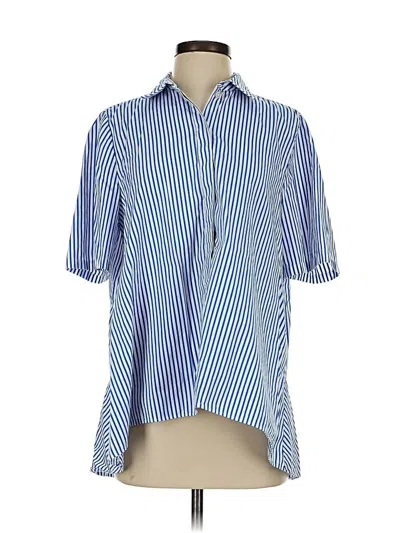 Pre-owned Nordstrom Short Sleeve Blouse In Blue