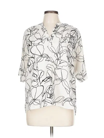 Pre-owned Nordstrom Short Sleeve Blouse In White