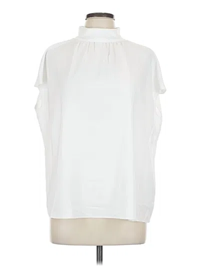 Pre-owned Nordstrom Short Sleeve Blouse In White