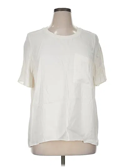 Pre-owned Nordstrom Short Sleeve Blouse In White