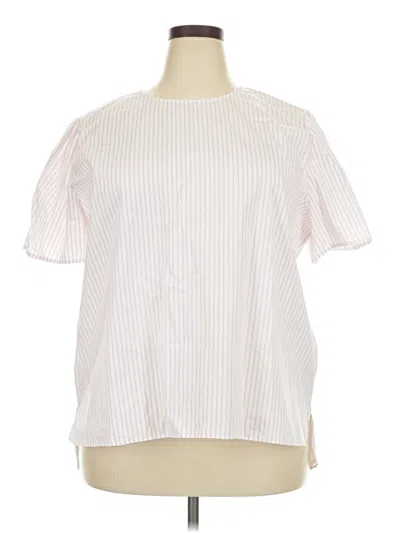 Pre-owned Nordstrom Short Sleeve Blouse In White