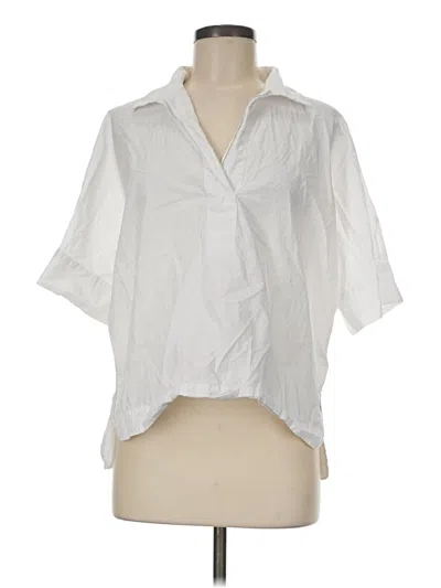 Pre-owned Nordstrom Short Sleeve Blouse In White