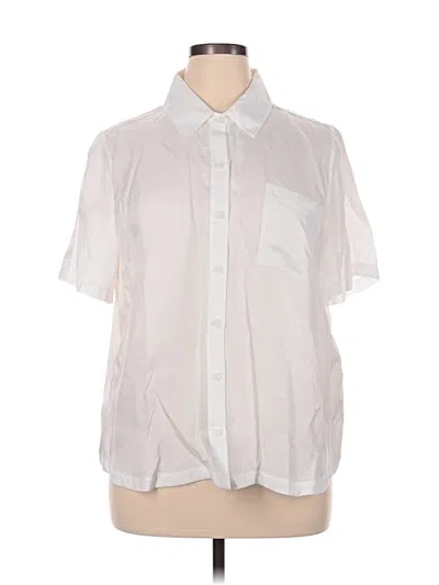 Pre-owned Nordstrom Short Sleeve Blouse In White