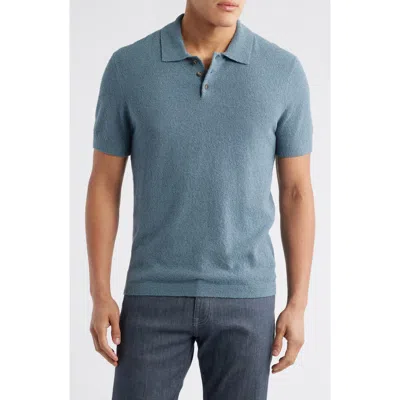 Nordstrom Short Sleeve Bouclé Polo Sweater In Blue