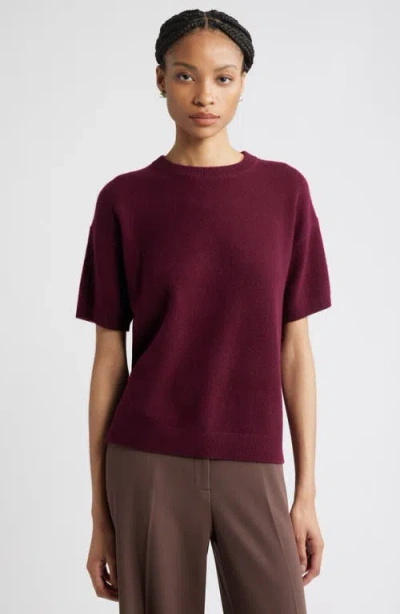 Nordstrom Short Sleeve Cashmere Sweater In Burgundy