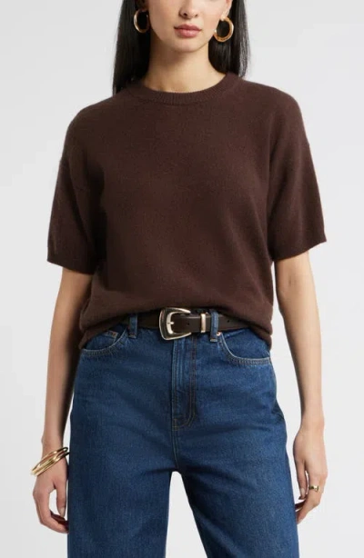 Nordstrom Short Sleeve Cashmere Sweater In Brown