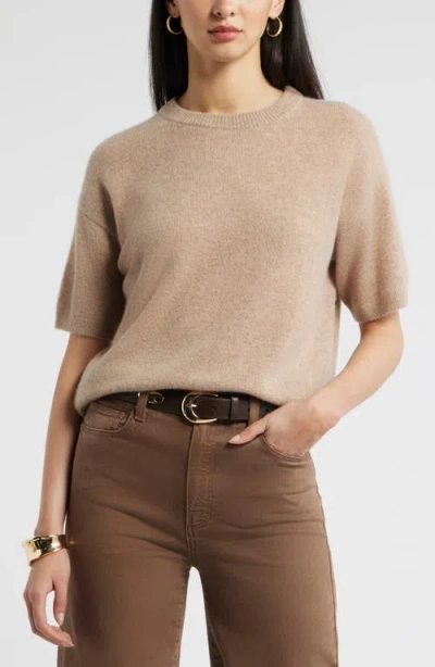 Nordstrom Short Sleeve Cashmere Sweater In Brown