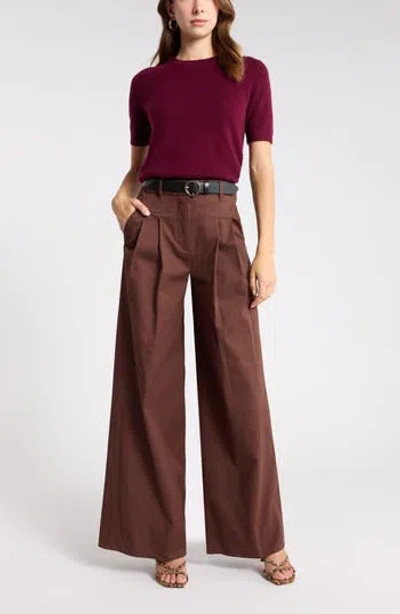 Nordstrom Short Sleeve Cashmere Sweater In Burgundy