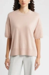 Nordstrom Short Sleeve Cashmere Sweater In Neutral