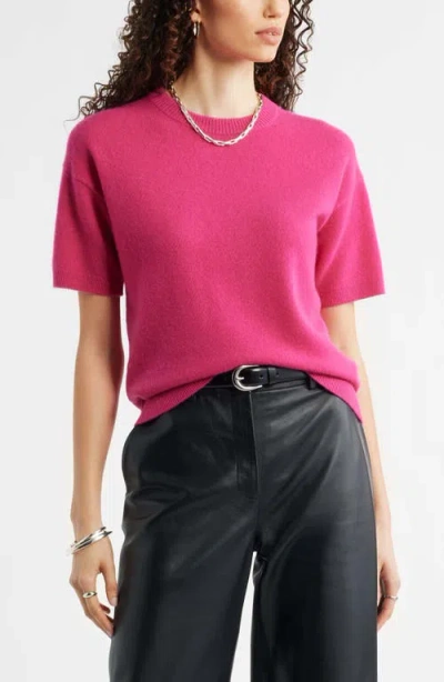 Nordstrom Short Sleeve Cashmere Sweater In Pink