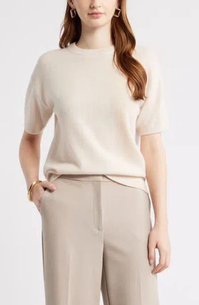 Nordstrom Short Sleeve Cashmere Sweater In White