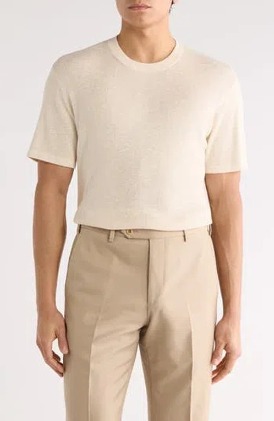 Nordstrom Short Sleeve Cotton & Linen Blend Sweater In Neutral