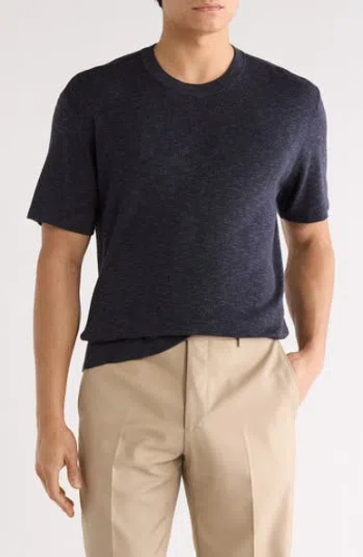 Nordstrom Short Sleeve Cotton & Linen Blend Sweater In Blue