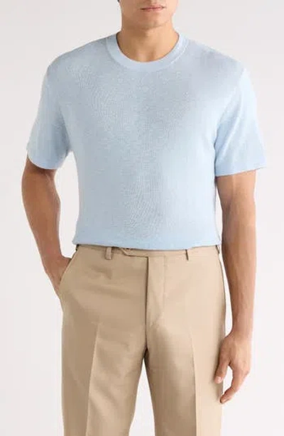 Nordstrom Short Sleeve Cotton & Linen Blend Sweater In Blue