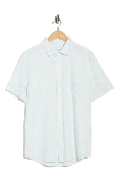 Nordstrom Short Sleeve Linen Blend Button-up Shirt In Blue