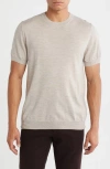 Nordstrom Short Sleeve Merino Wool & Silk Crewneck Sweater In Gray