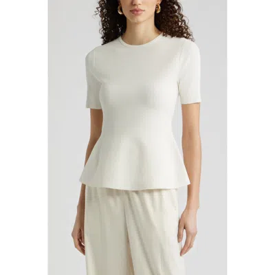 Nordstrom Short Sleeve Peplum Sweater In White