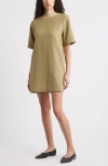 Nordstrom Short Sleeve Shift Dress In Olive Covert