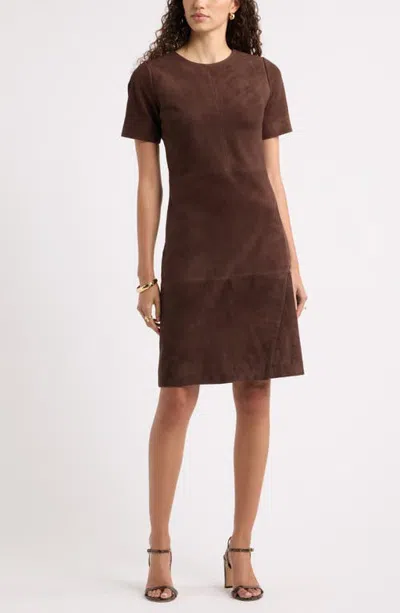 Nordstrom Short Sleeve Suede Dress In Animal Print