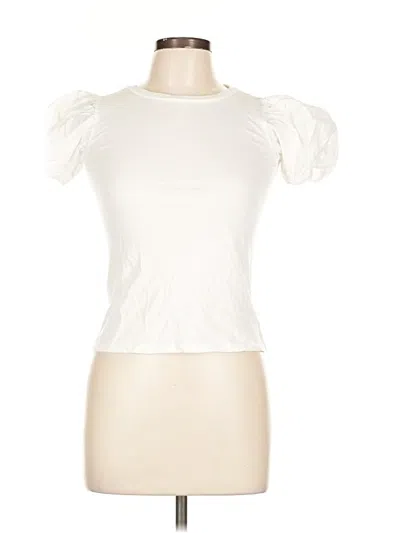 Pre-owned Nordstrom Short Sleeve Top Ivory Sweetheart Neckline Tops In White