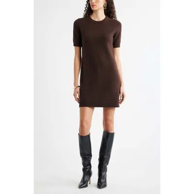 Nordstrom Short Sleeve Wool & Cashmere Sweater Dress In Brown