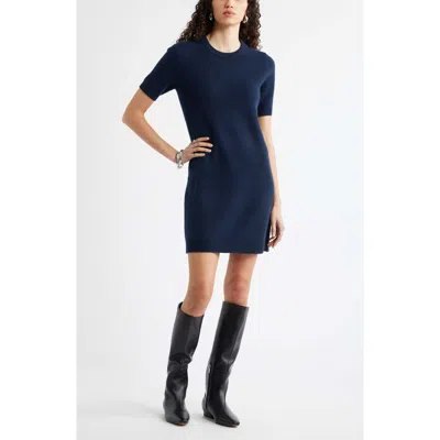 Nordstrom Short Sleeve Wool & Cashmere Sweater Dress In Blue