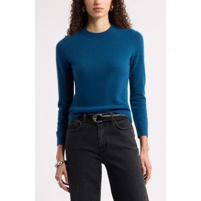 Nordstrom Shrunken Cashmere Crewneck Sweater In Blue
