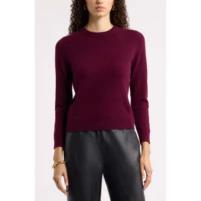 Nordstrom Shrunken Cashmere Crewneck Sweater In Burgundy