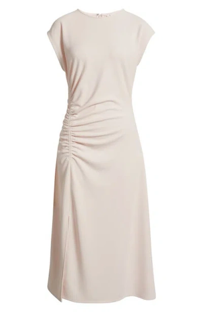 Nordstrom Side Ruched Knit Midi Dress In Neutral