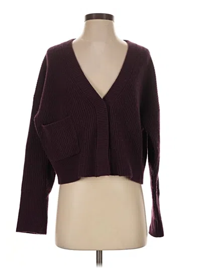 Pre-owned Nordstrom Signature Cashmere Cardigan Sweater In Burgundy