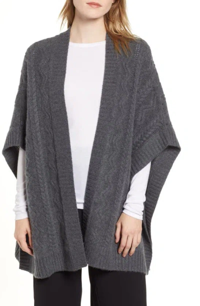 Nordstrom Signature Cashmere Open Poncho In Grey Charcoal Heather