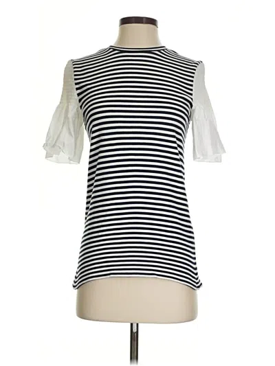 Pre-owned Nordstrom Signature Short Sleeve Top Ivory Cold Shoulder Neckline Tops