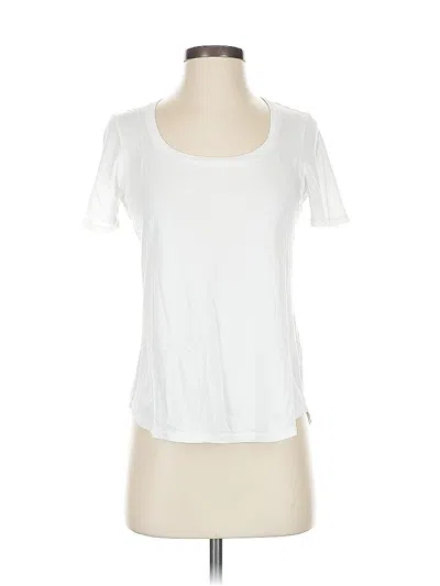Pre-owned Nordstrom Signature Short Sleeve Top White Scoop Neck Tops