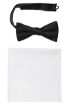 Nordstrom Silk Bow Tie & Pocket Square Gift Box In Black