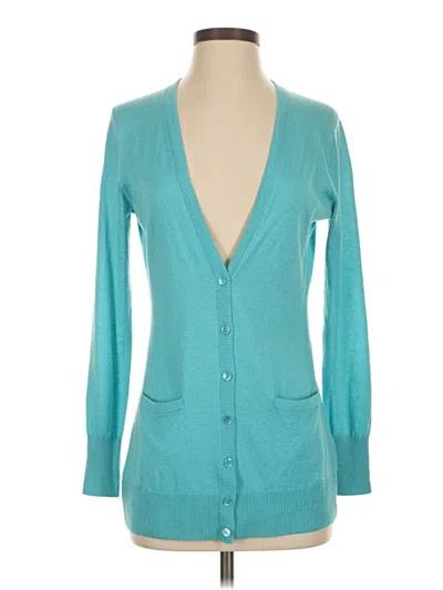 Pre-owned Nordstrom Silk Cardigan Sweater In Blue