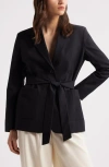 Nordstrom Single Breasted Belted Blazer In Black