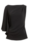 Nordstrom Single Split Sleeve Wool Blend Crepe Top In Black