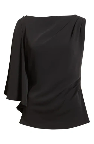 Nordstrom Single Split Sleeve Wool Blend Crepe Top In Black