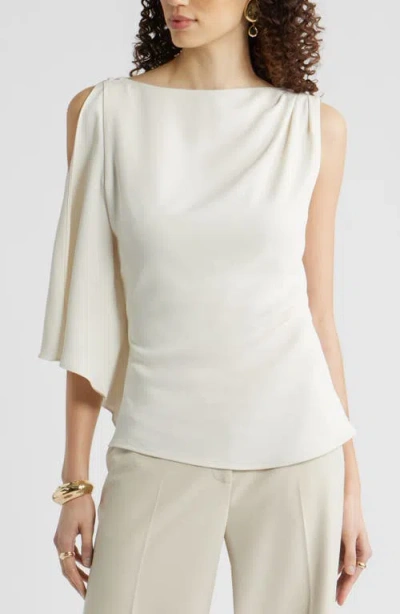 Nordstrom Single Split Sleeve Wool Blend Crepe Top In White