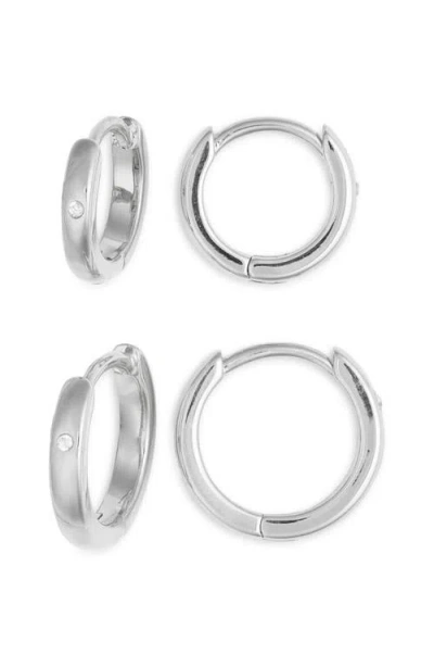Nordstrom Skinny Huggie Hoop Earrings In Sterling Silver Plated