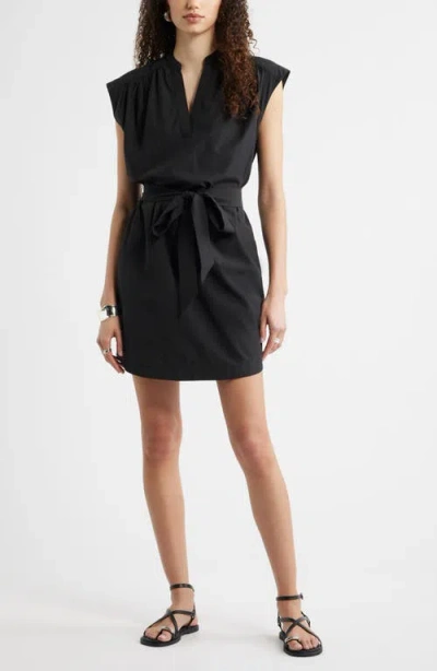 Nordstrom Sleeveless Belted Minidress In Black