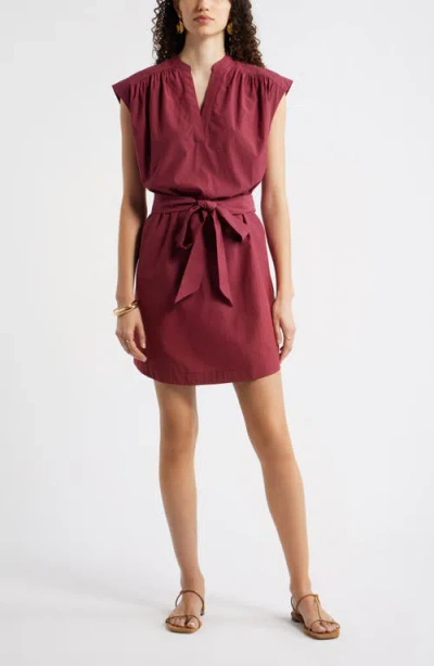 Nordstrom Sleeveless Belted Minidress In Burgundy