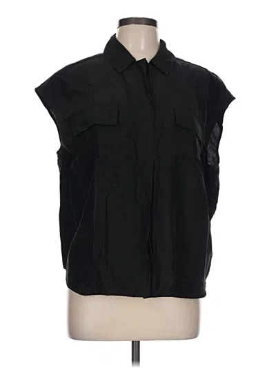 Pre-owned Nordstrom Sleeveless Button Down Shirt In Black