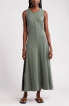 Nordstrom Sleeveless Cotton Blend Dress In Green Duck