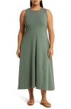 Nordstrom Sleeveless Cotton Knit Dress In Green Duck