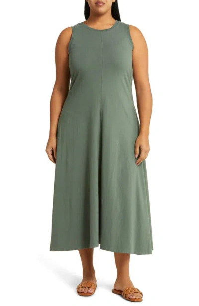 Nordstrom Sleeveless Cotton Knit Dress In Green Duck
