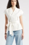 Nordstrom Sleeveless Linen Blend Blazer In White
