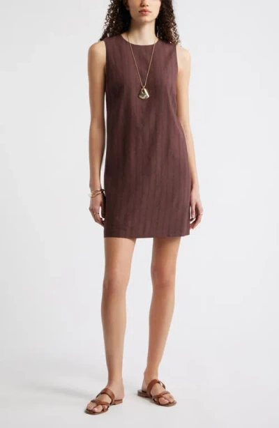 Nordstrom Sleeveless Linen Blend Minidress In Brown