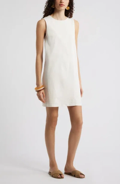 Nordstrom Sleeveless Linen Blend Minidress In Neutral