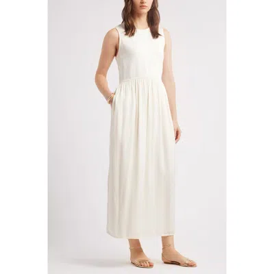 Nordstrom Sleeveless Mixed Media Dress In Ivory Pristine